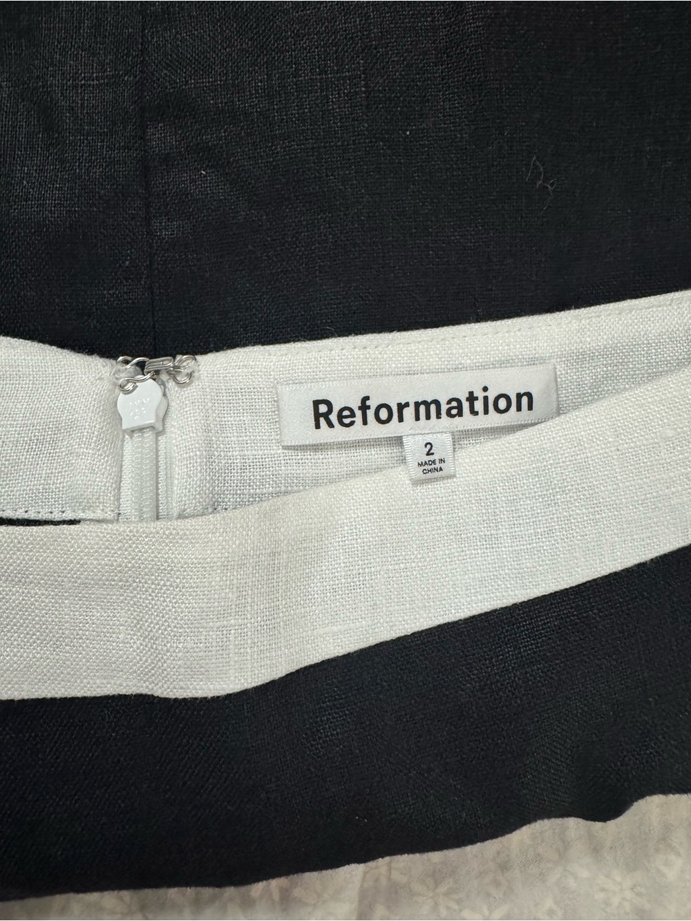 Reformation Black & White Robbie Linen Skirt (Skirt Only) Sz 2- Set Retails $248 - Picture 7 of 7